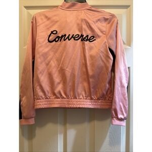 Converse Pink Satin Jacket Youth L (adult small) Grease Vibes Cute 50's style